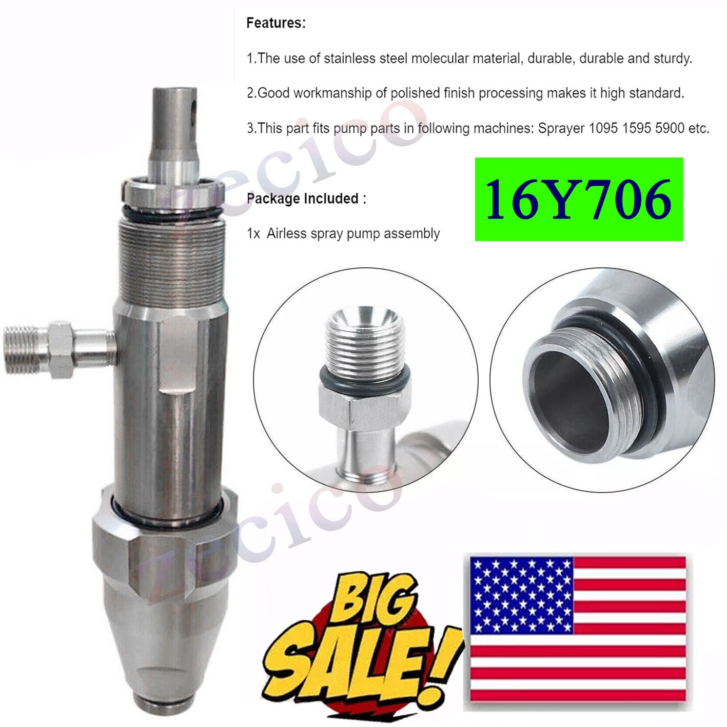 For Graco 16Y706 Fluid Displacement Pump Ultra Max II 1095 & 1595 & GMAX II 5900