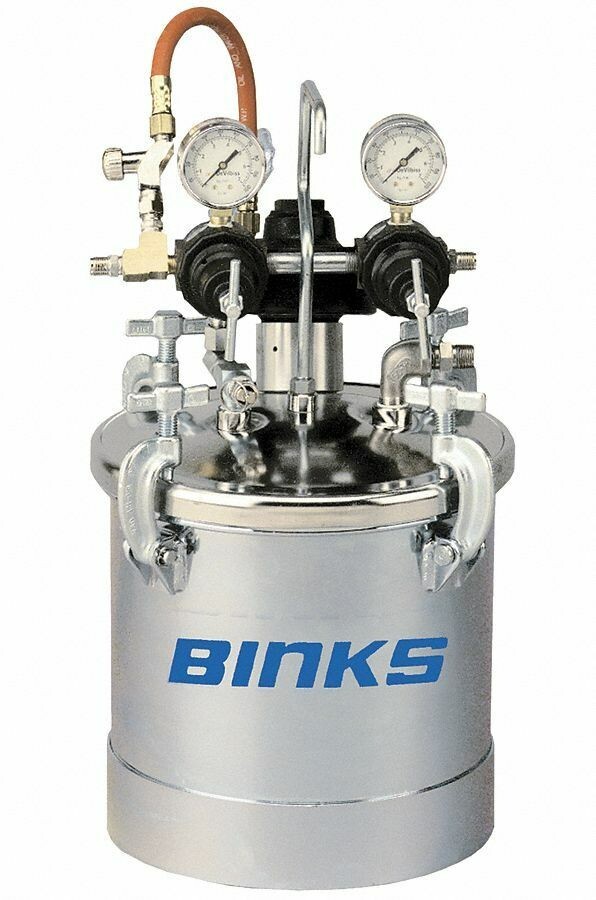 Binks 83C-221 Paint Pot- Pressure Tank, 2.8 Gallon Agitated, Dual Regulated