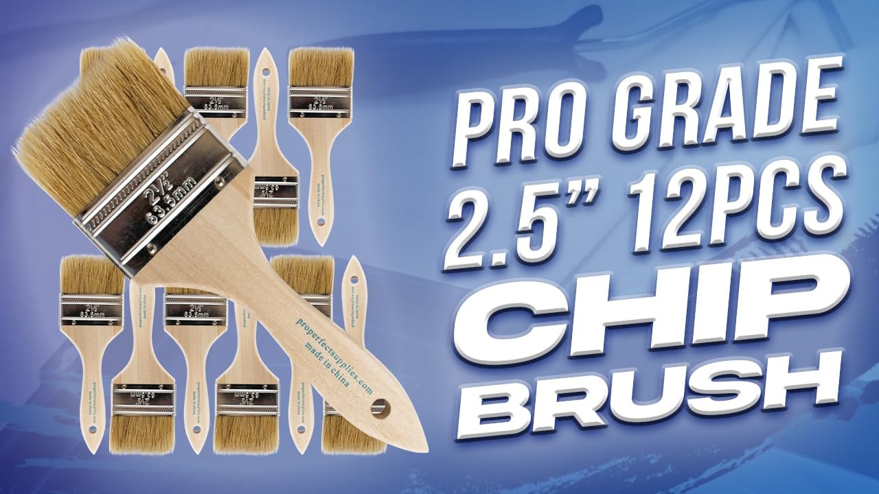 Pro Grade – Chip Paint Brushes – 12 Ea 2 Inch 2″, Light Brown