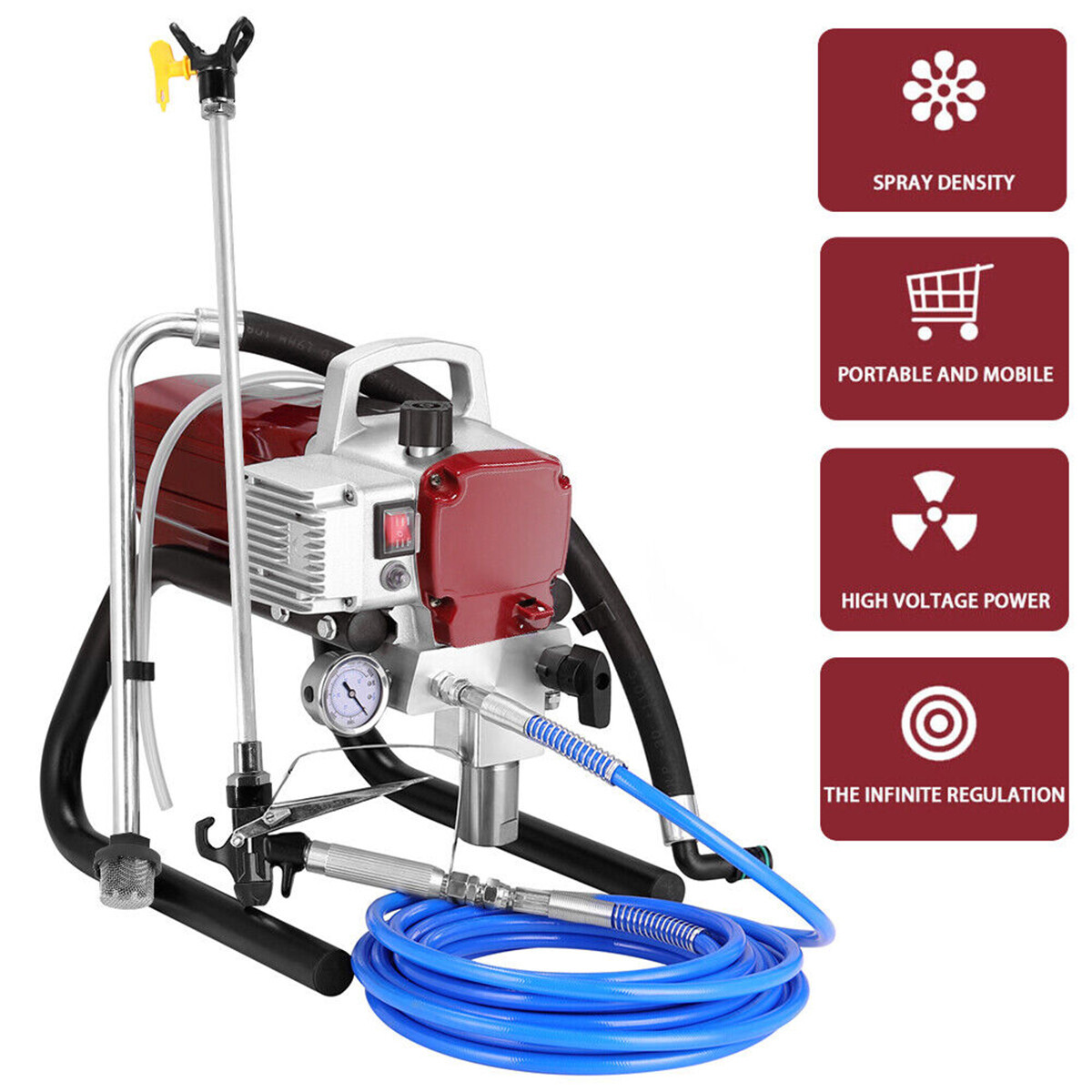 1700W High Pressure Airless Paint Sprayer High Efficiency Power Painting 220V