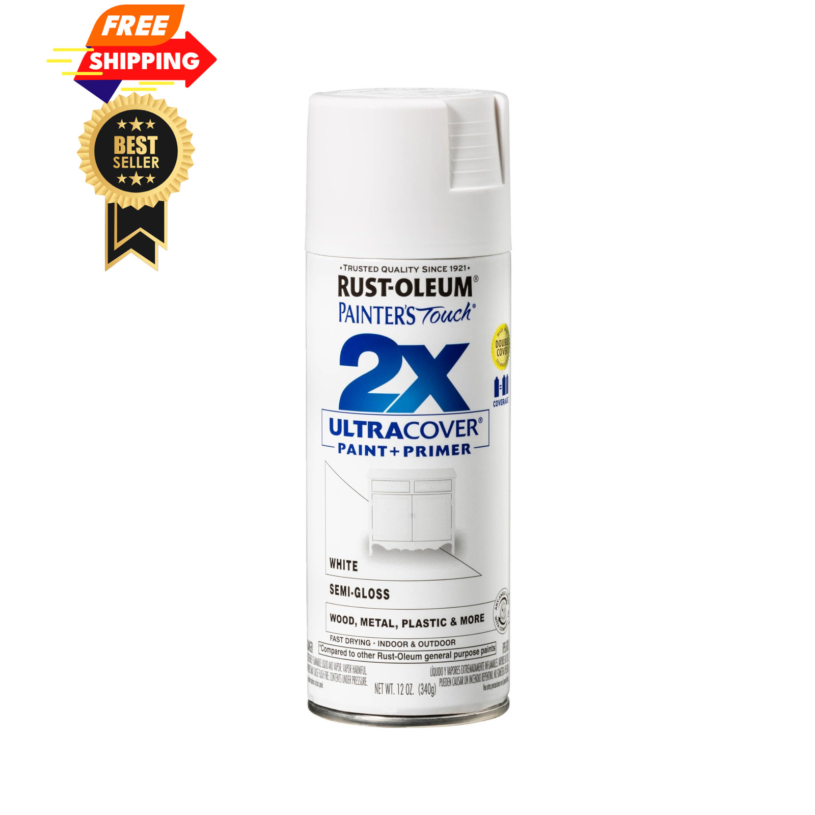 Rust-Oleum 249060 Painter’s Touch 2X 12 Ounce (Pack of 1), Semi-Gloss White
