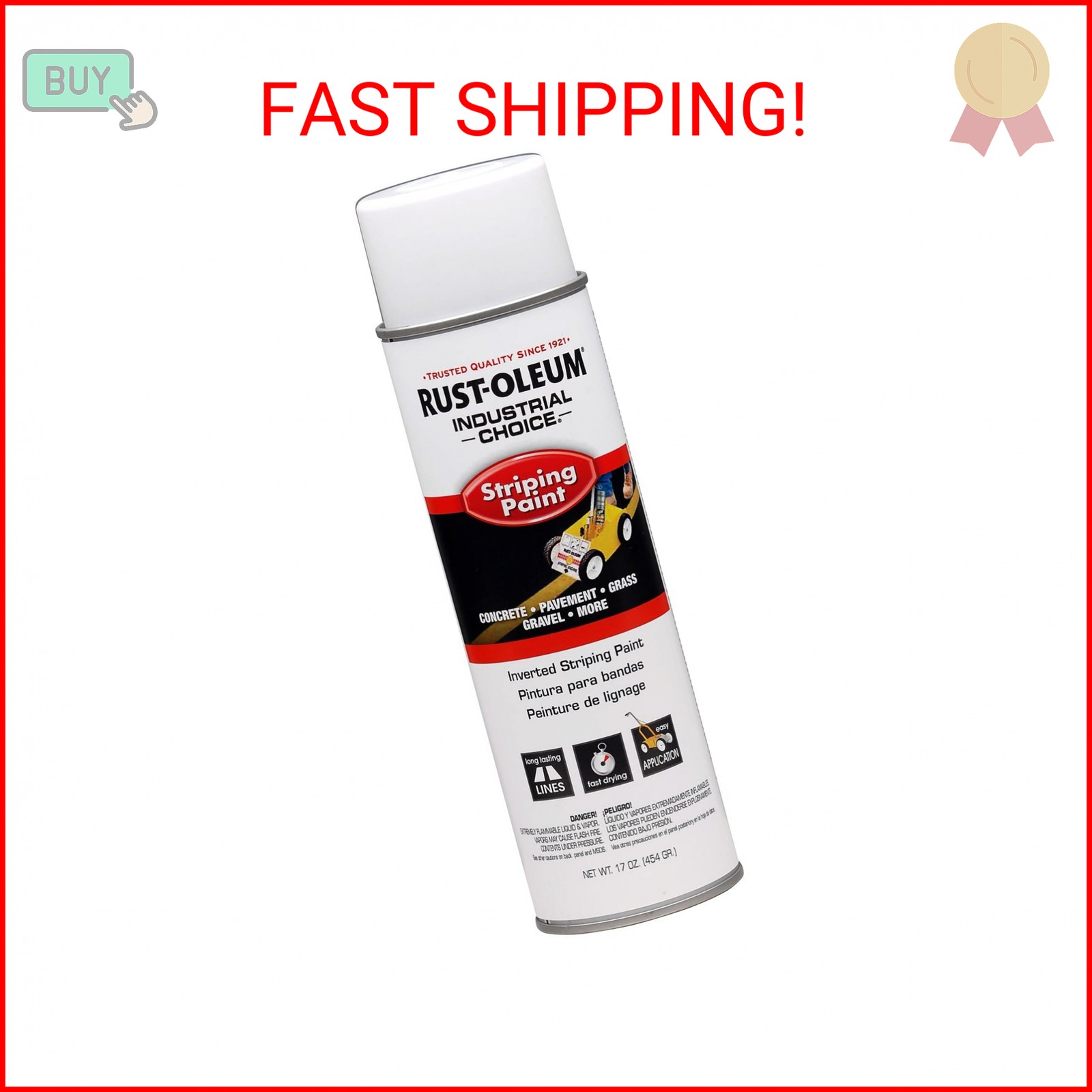 RUST-OLEUM 1691838 Industrial Choice 18-Ounce White Inverted Striping Paint