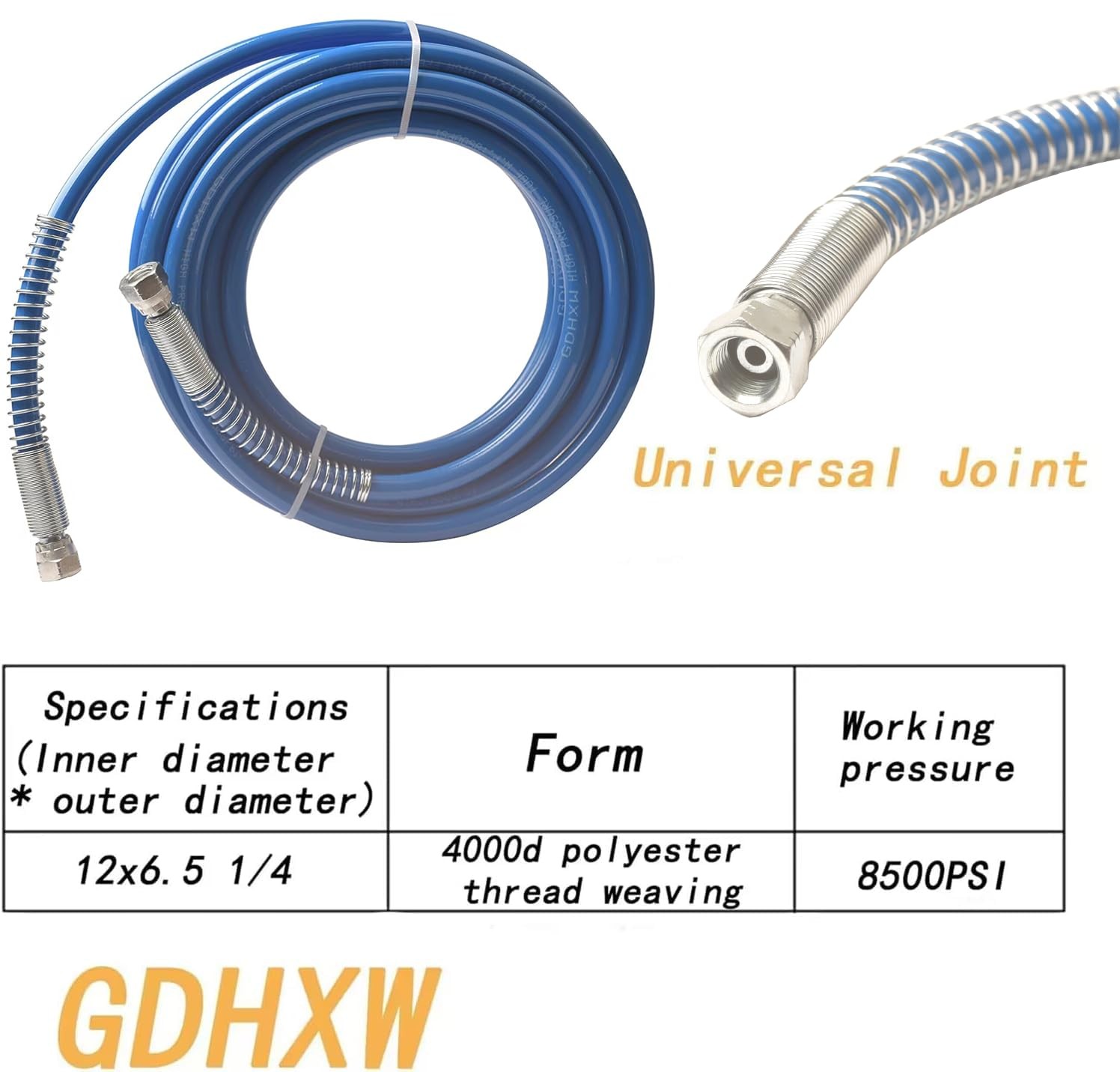 GDHXW 25FT Double Layer Braided Airless Paint Spray Hose 8500 PSI 1/4″ Universal