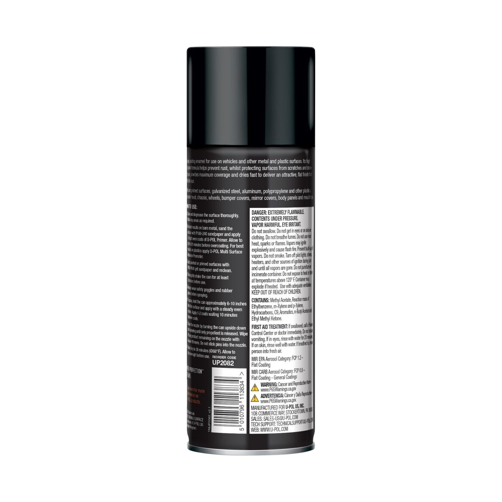 U-POL Anti Rust Protective Enamel Spray, 10 Ounce (Pack of 1), Flat Black