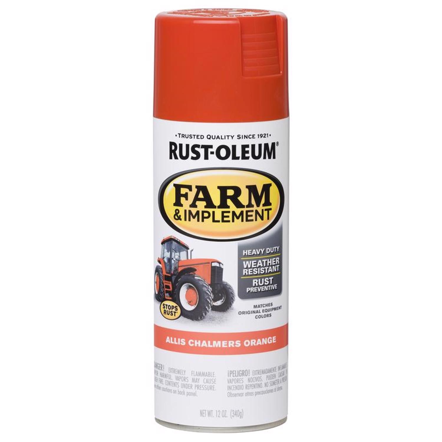 Rust-Oleum 280135 High-Gloss Allis Chalmers Orange Spray Paint 12oz. (Pack of 6)
