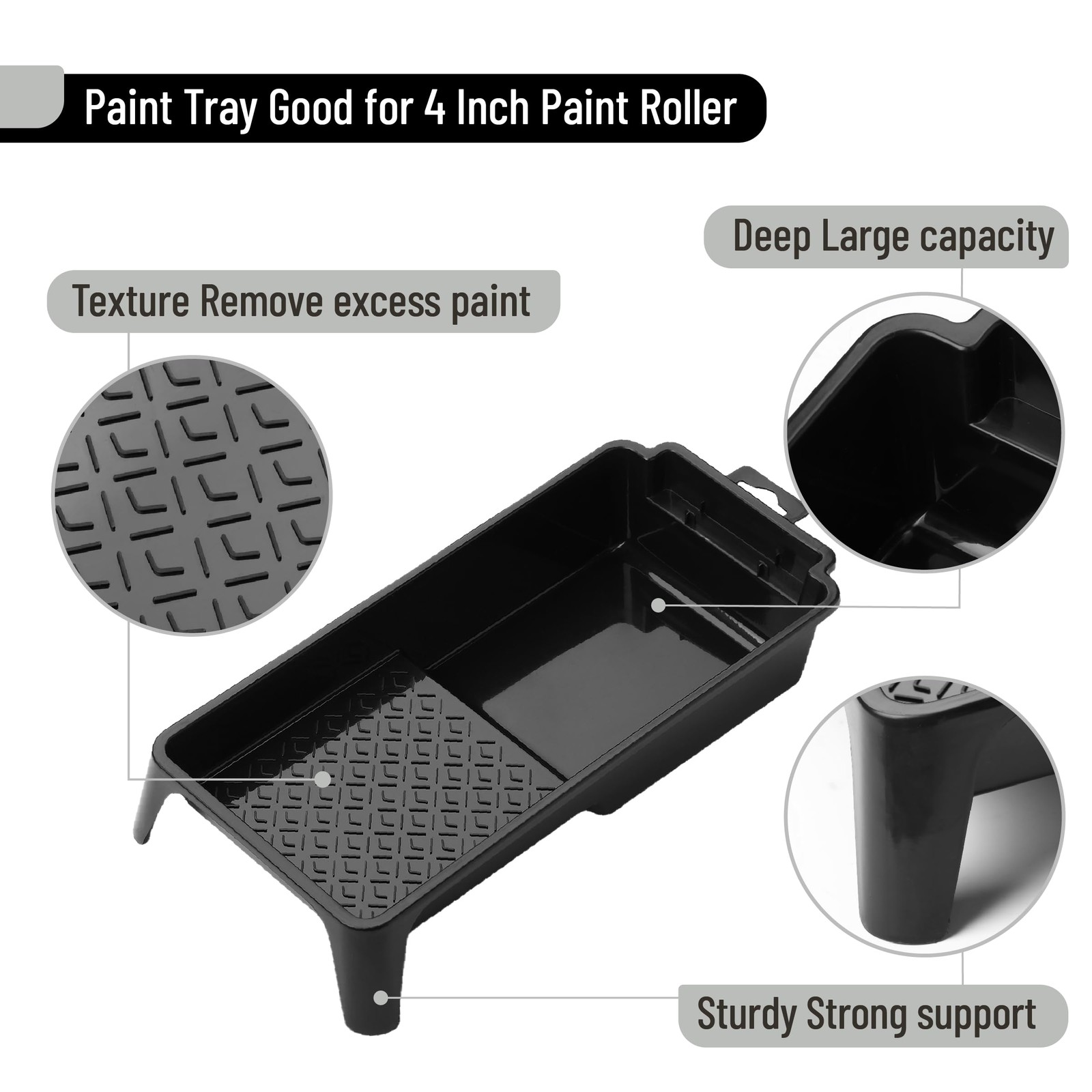 Bates- 4 Inch Paint Tray Set, 22 pcs, 1x 4 4 Inch, 22 Black