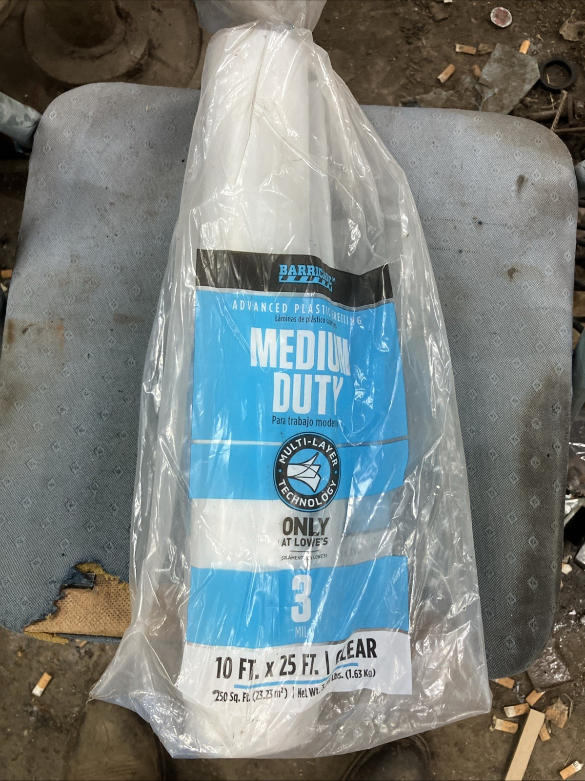 10-Ft x 25′ x 3-Mil Clear Plastic Sheeting Crawl-Space Concrete Protector Cover