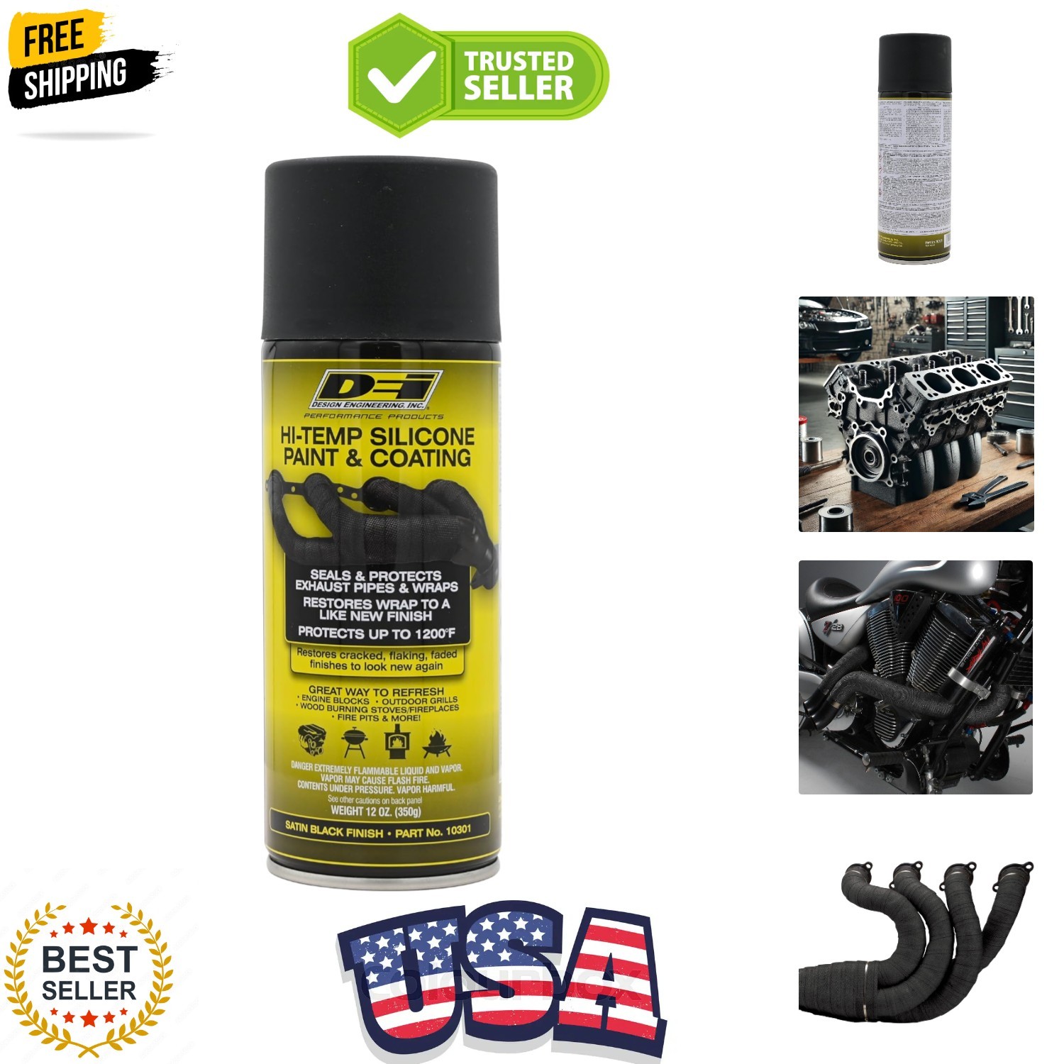 0 High-Temperature Silicone Coating Spray – Black, 1 CAN