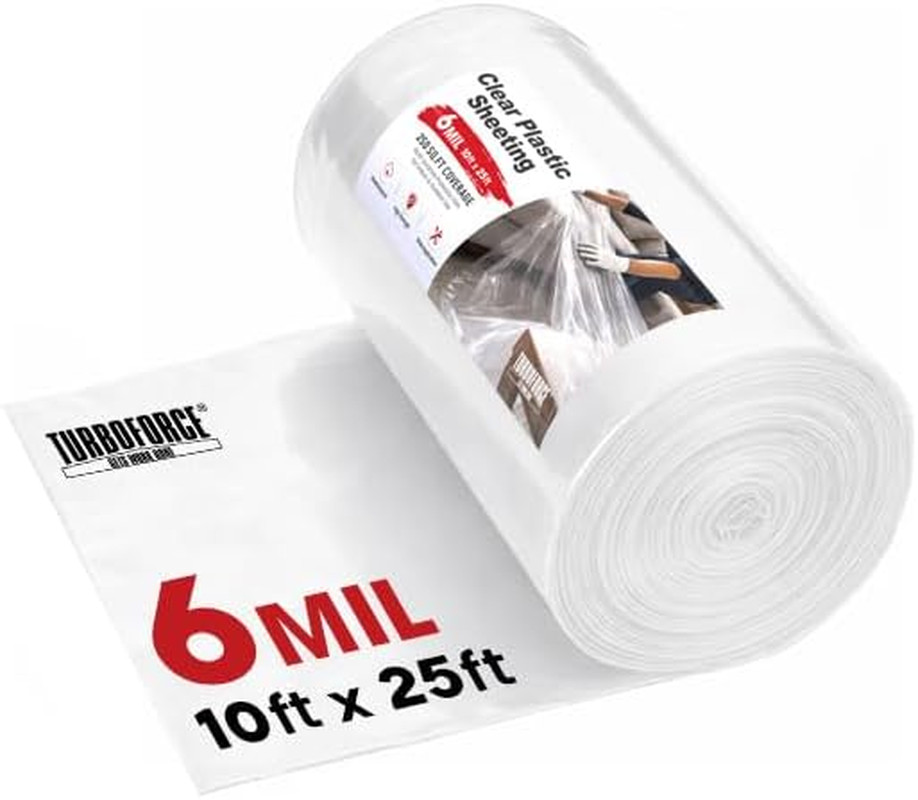 Heavy Duty 6 Mil Clear Plastic Sheeting 10′ x 25′ for Greenhouse & Construction