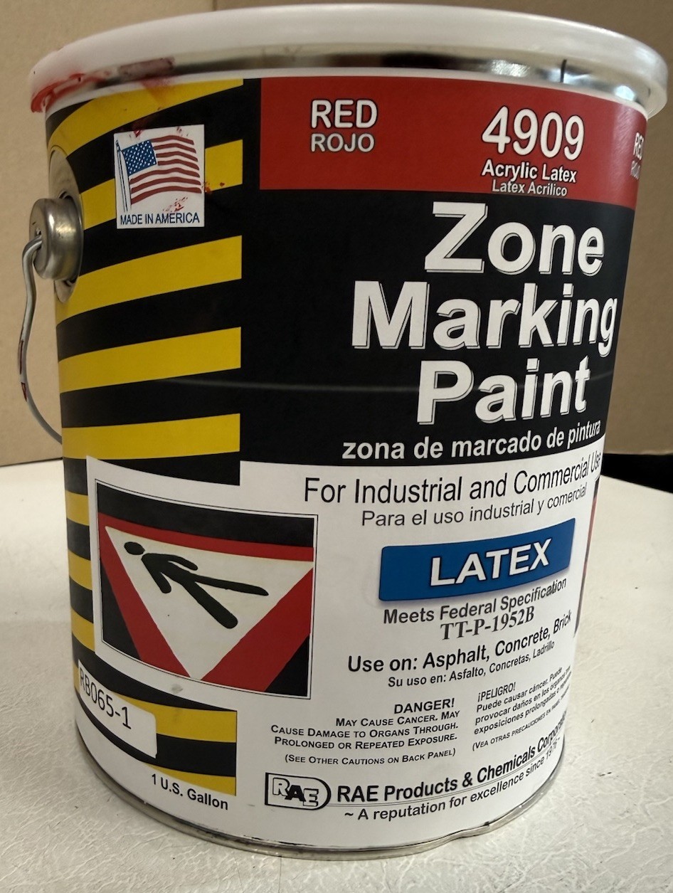 Rae 4909-01 Traffic Zone Marking Paint, 1 Gal., Red, Latex Acrylic -Based