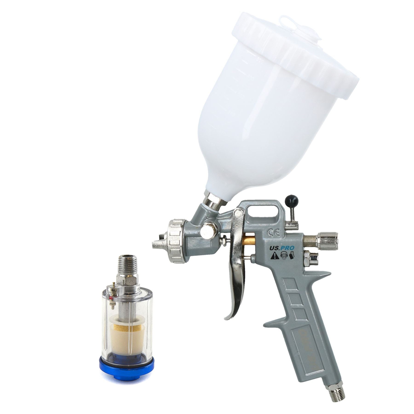 HVLP Gravity Feed Spray Gun 1.5 Nozzle 1/4″ BSP In Line Moisture Trap