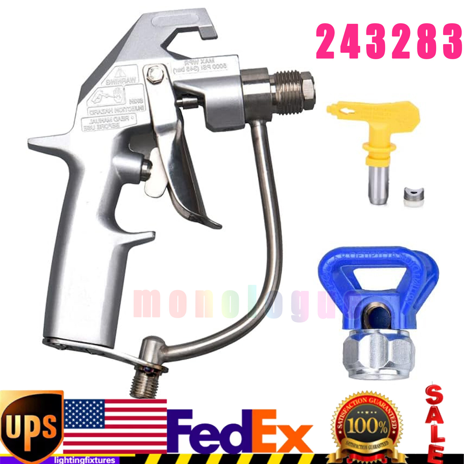 Aftermarket Fits 5000 PSI Airless spray Gun 243283 Silver With Tip 517 NEW