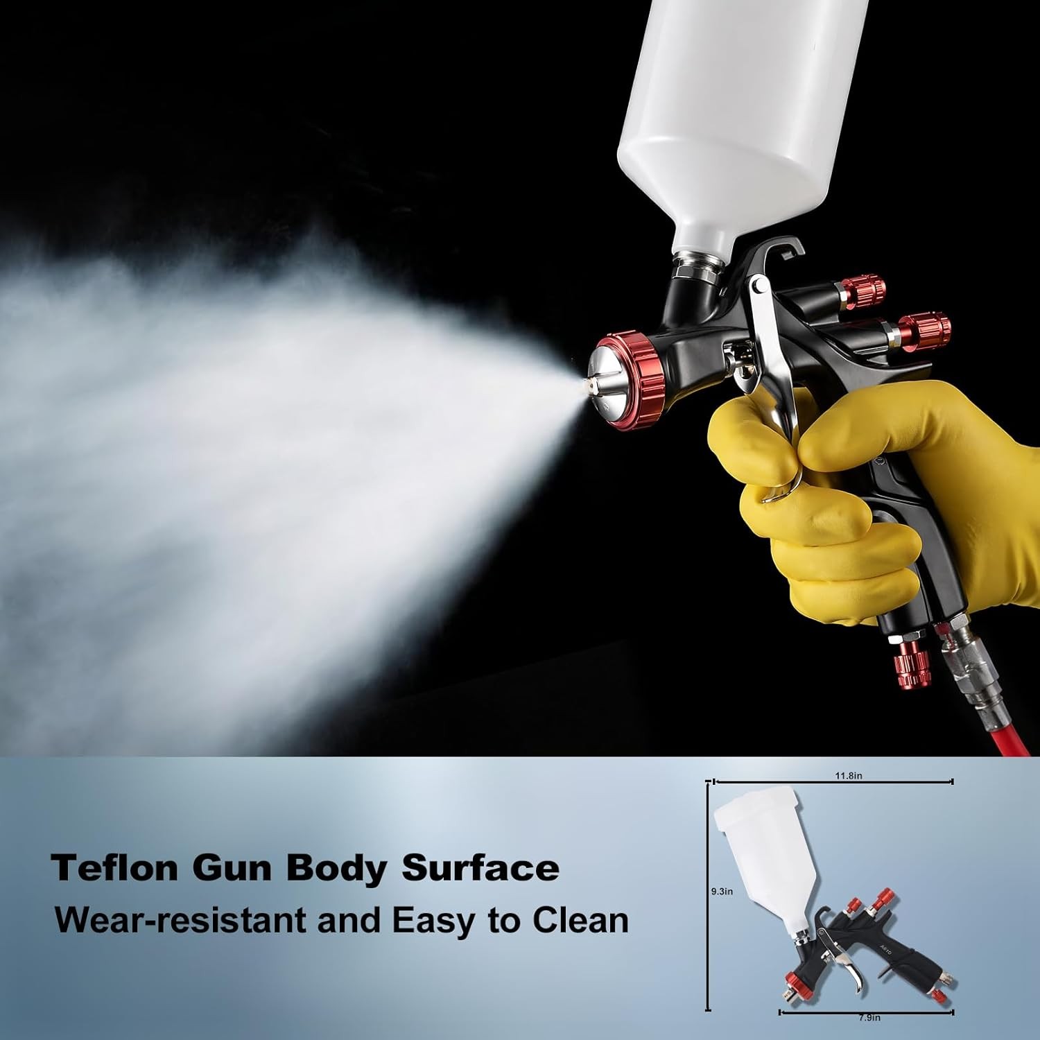 R500 LVLP Air Spray Gun Kit with Nozzles 1.3-1.7mm Air Regulator HVLP LVLP
