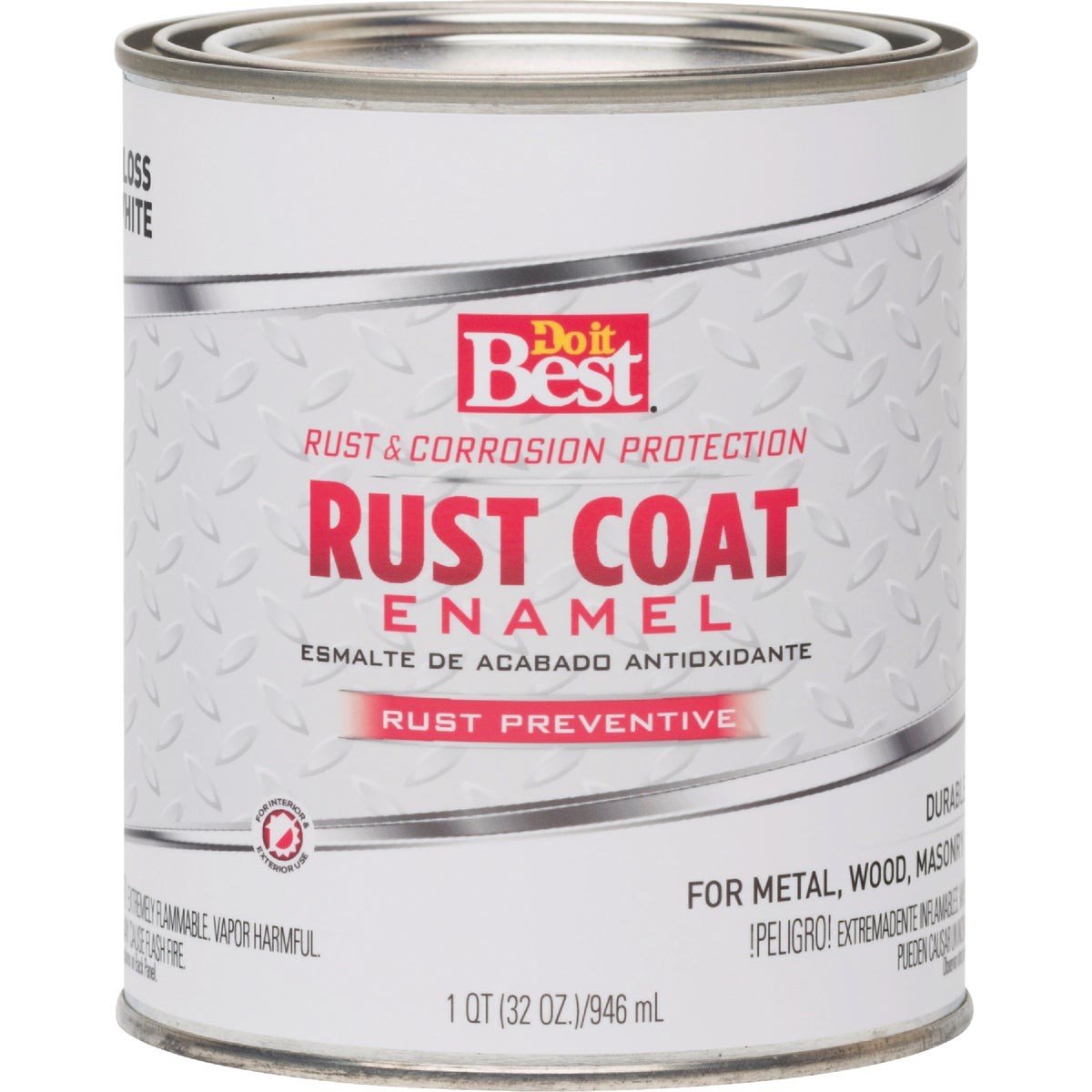 Do it Best Rust Coat Oil-Based Gloss Enamel, White, 1 Qt. 203566D SIM Supply,