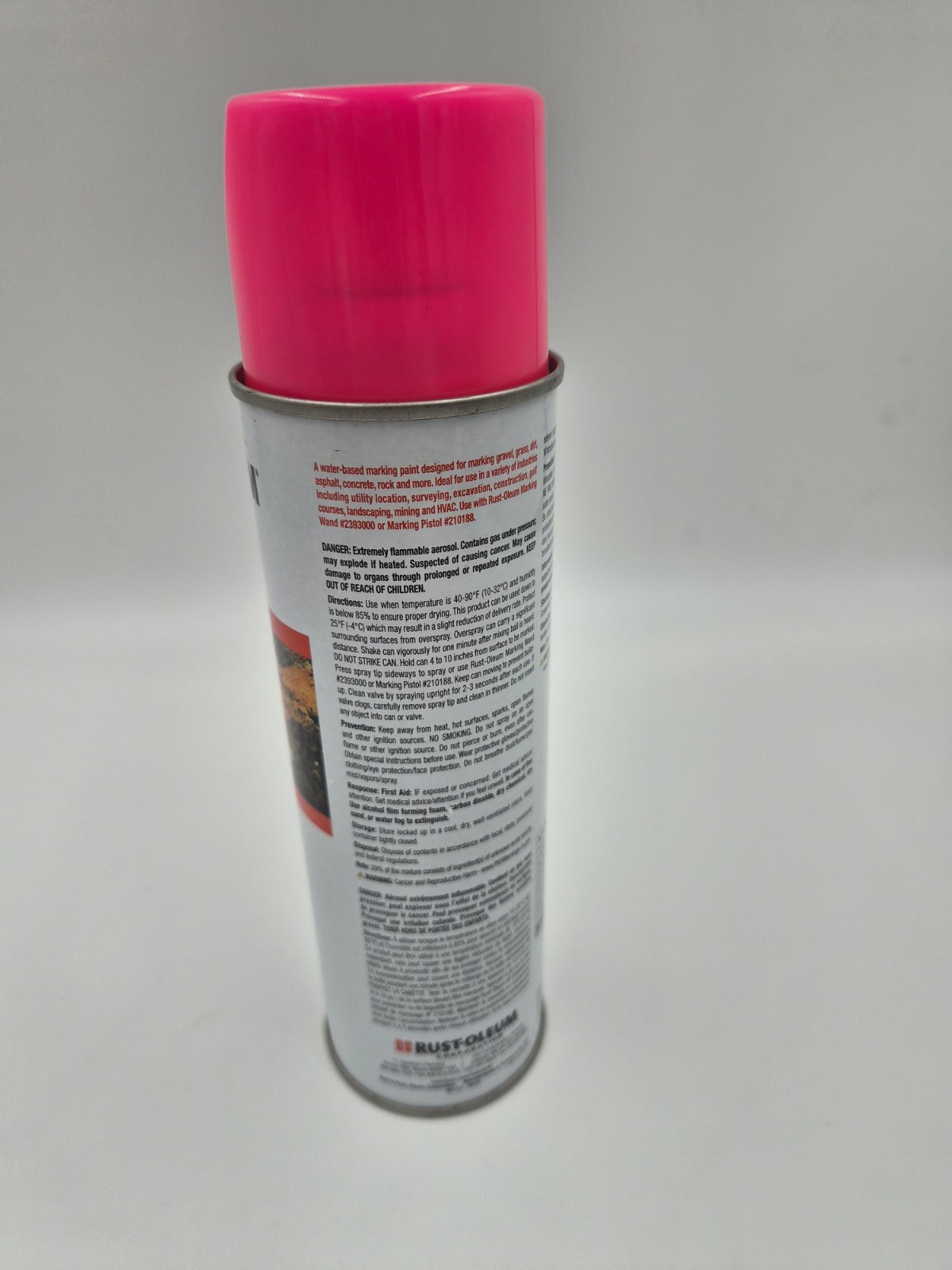 Rust-Oleum Marking Paint Pink 17 oz Water-Based Spray for Concrete Grass Gravel