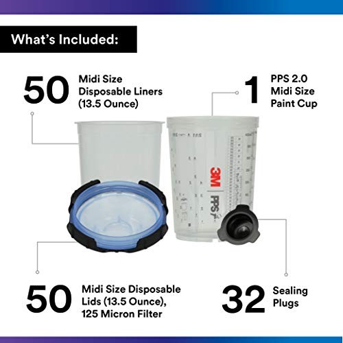 PPS 2.0 Spray Gun Cup Lids and Liners Kit 13.5 oz Paint System