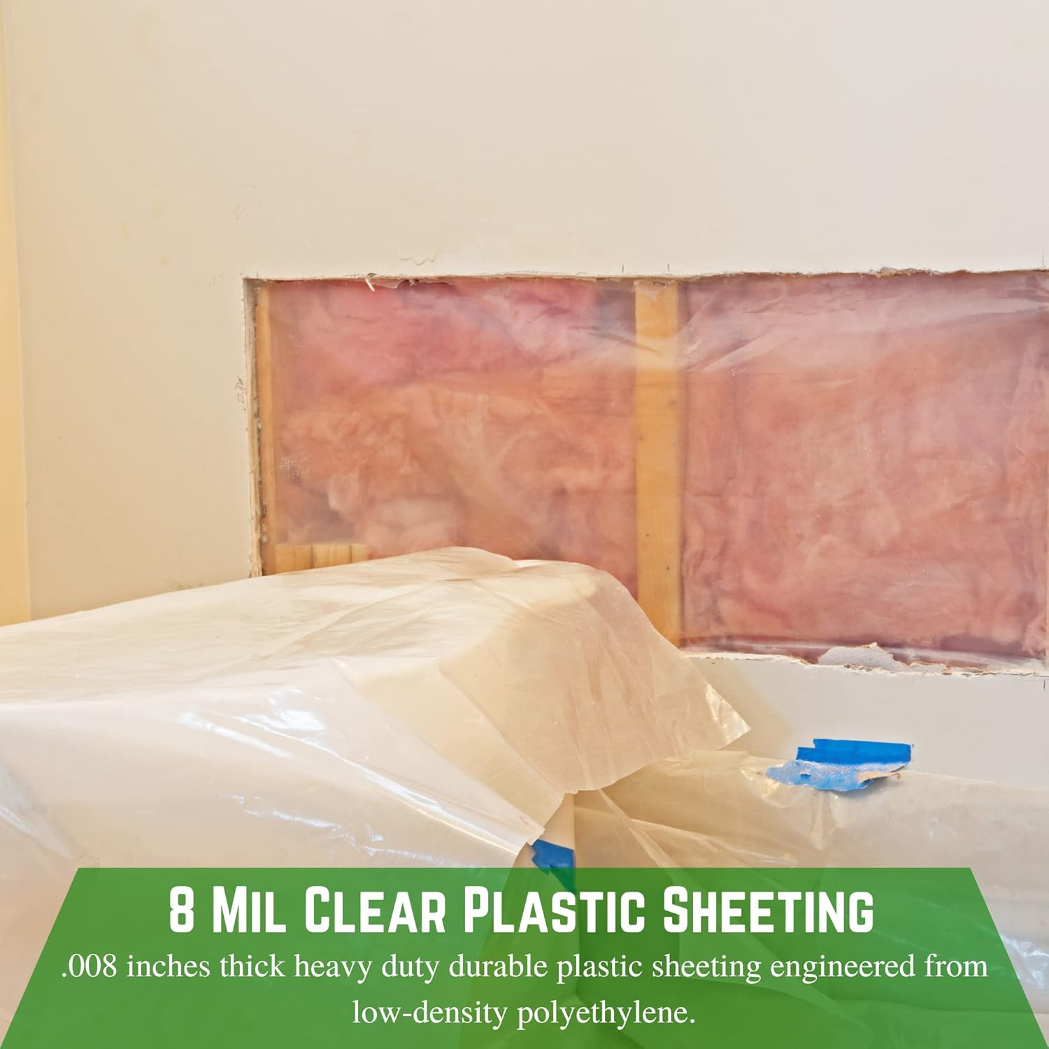 8 Mil Heavy Duty Clear Plastic Sheeting – 20′ x 100′ Vapor Barrier Cover