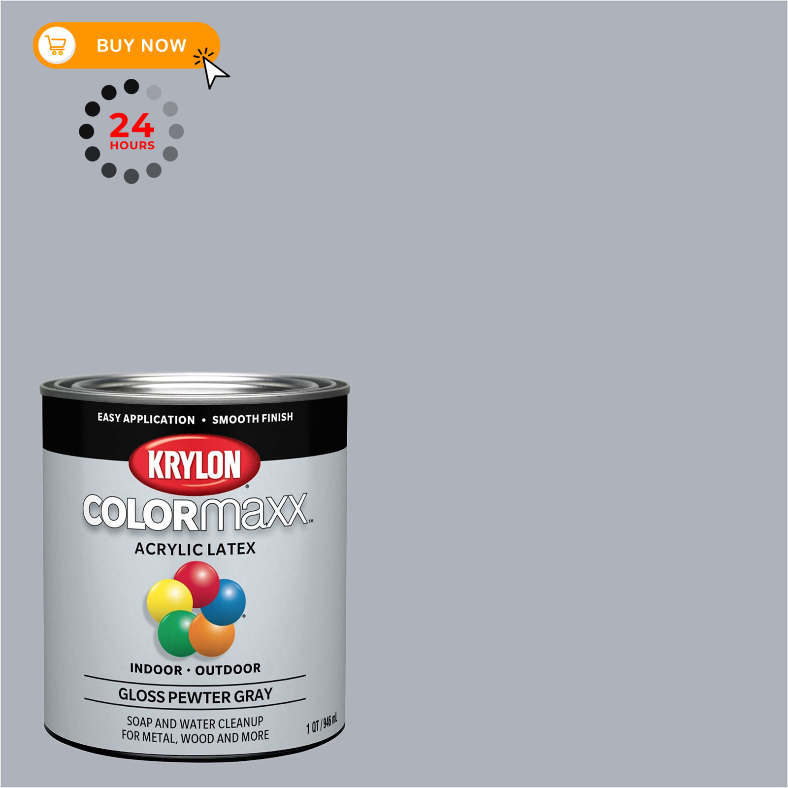 Krylon ColorMaxx Gloss Interior/Exterior 1 Count (Pack of 1), Pewter Gray