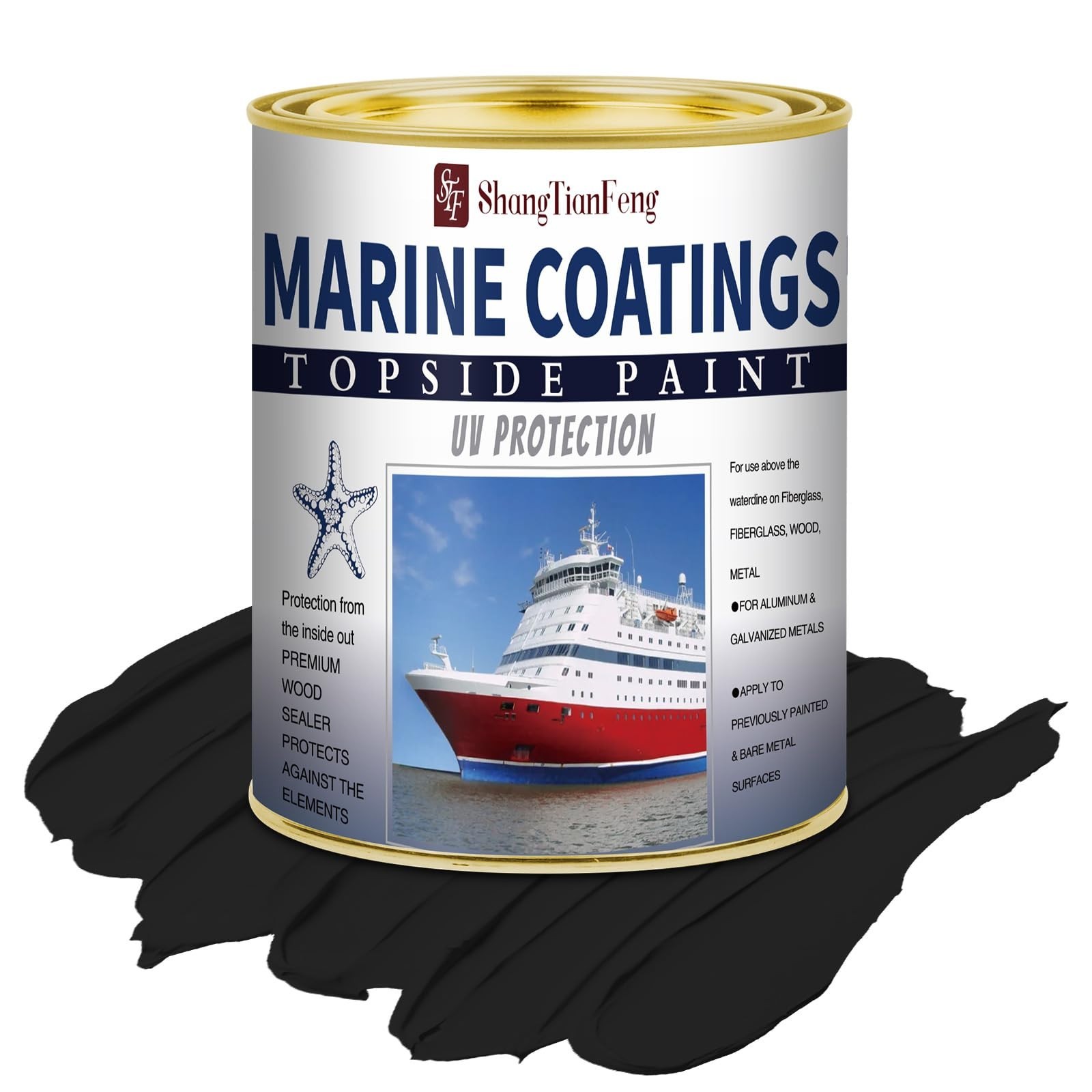 Marine Boat Paint 32oz Brilliant Black – Deck & Aluminum Boat Bottom Paint