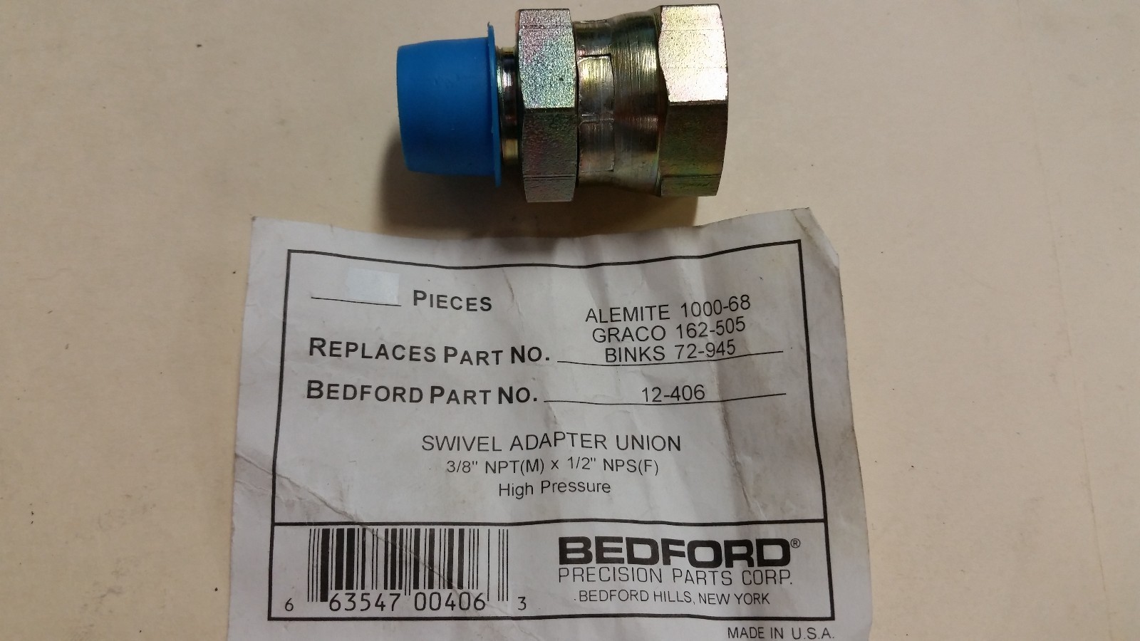 BEDFORD, SWIVEL ADAPTER UNION REPLACES 162-505 72-945, CAT#12-406