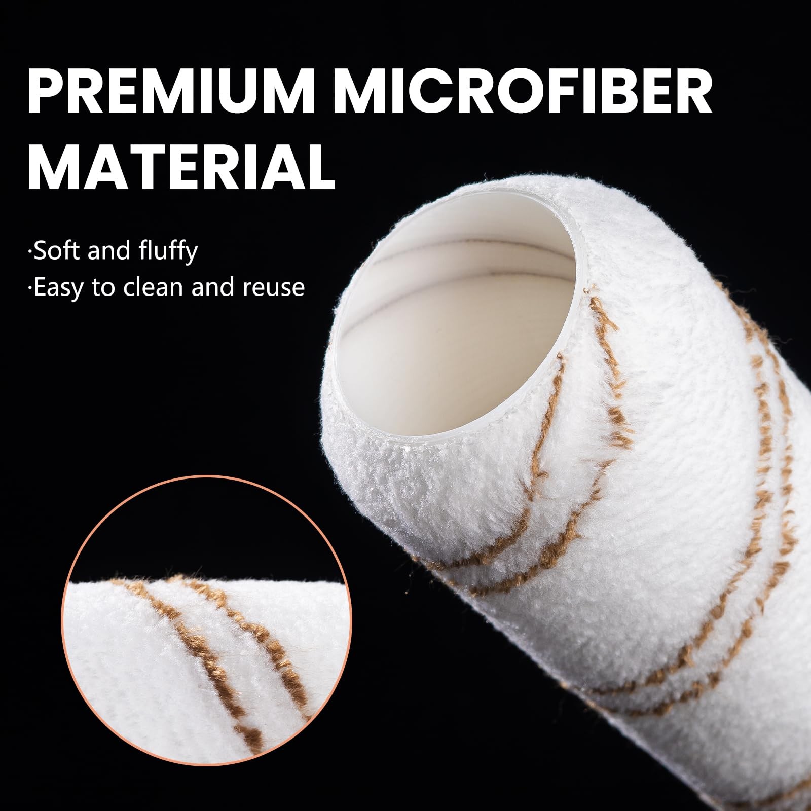 Mister Rui 9 Inch Paint Roller Covers, 6 Pack Most 9 Inch,6 Pack, White+Brown