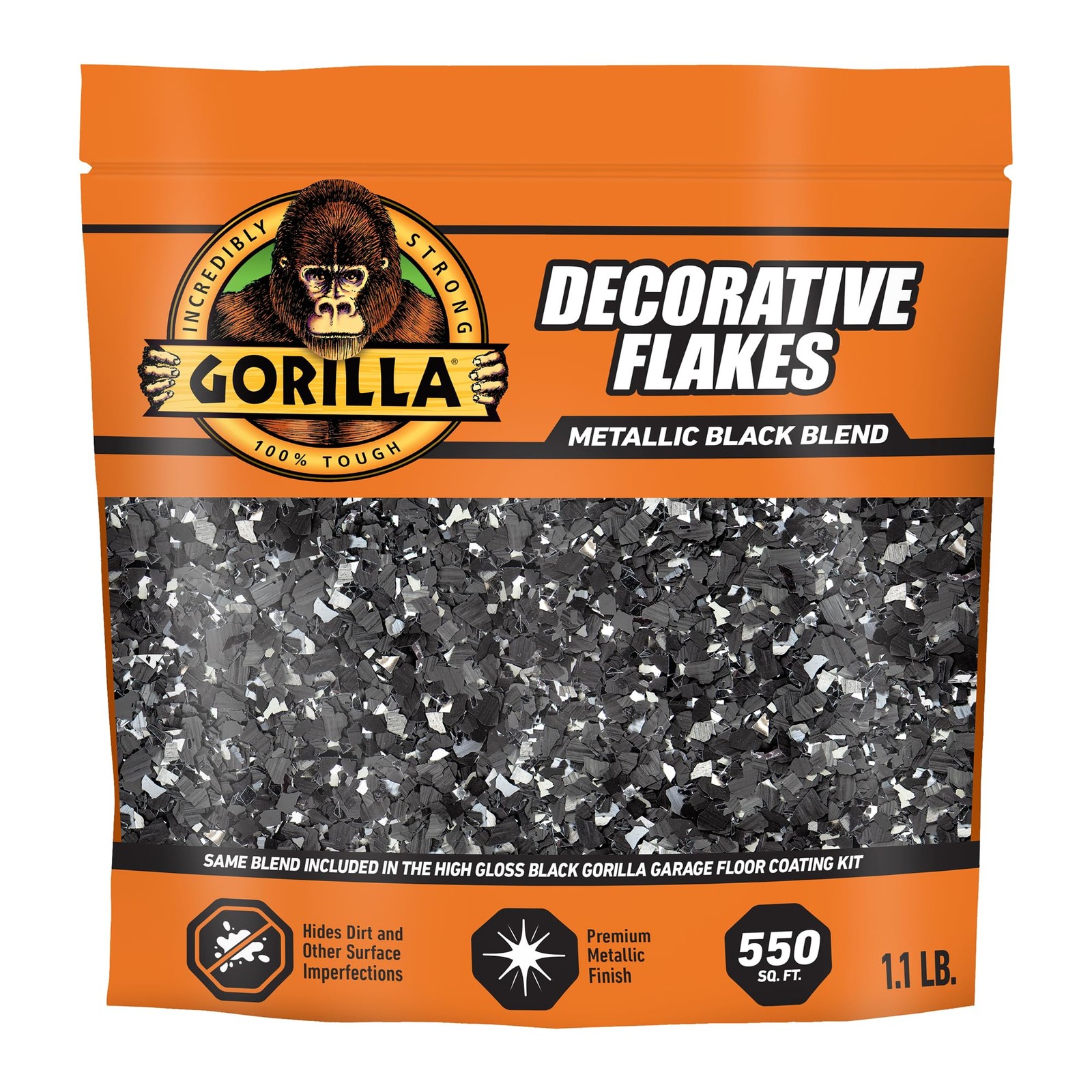 Gorilla Garage Floor Coating Decorative Flakes – Metallic Black Flakes,