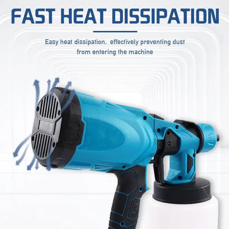 High Pressure Cordless Paint Sprayer Electric Airless HVLP Spray Gun +2 Battery