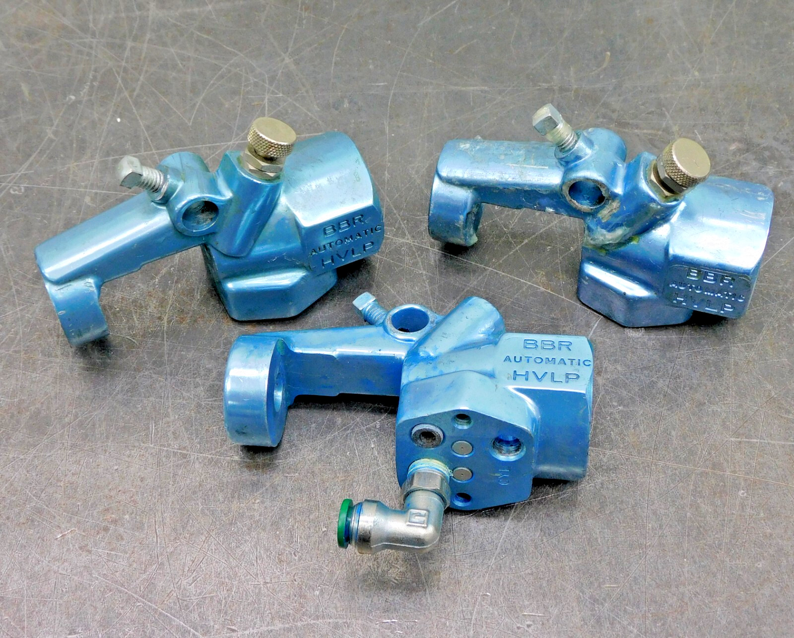 Binks Mach 1A BBR HVLP Paint Spray Gun Teal Color Lot of Three (3)