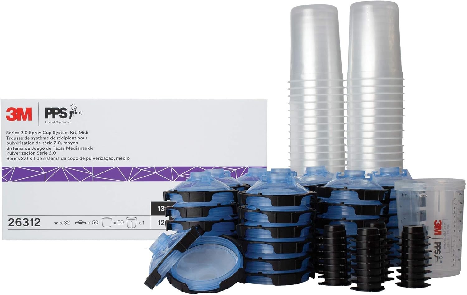 Spray Gun Cup Lids Liners Kit PPS 2.0 13.5oz Paint Cups