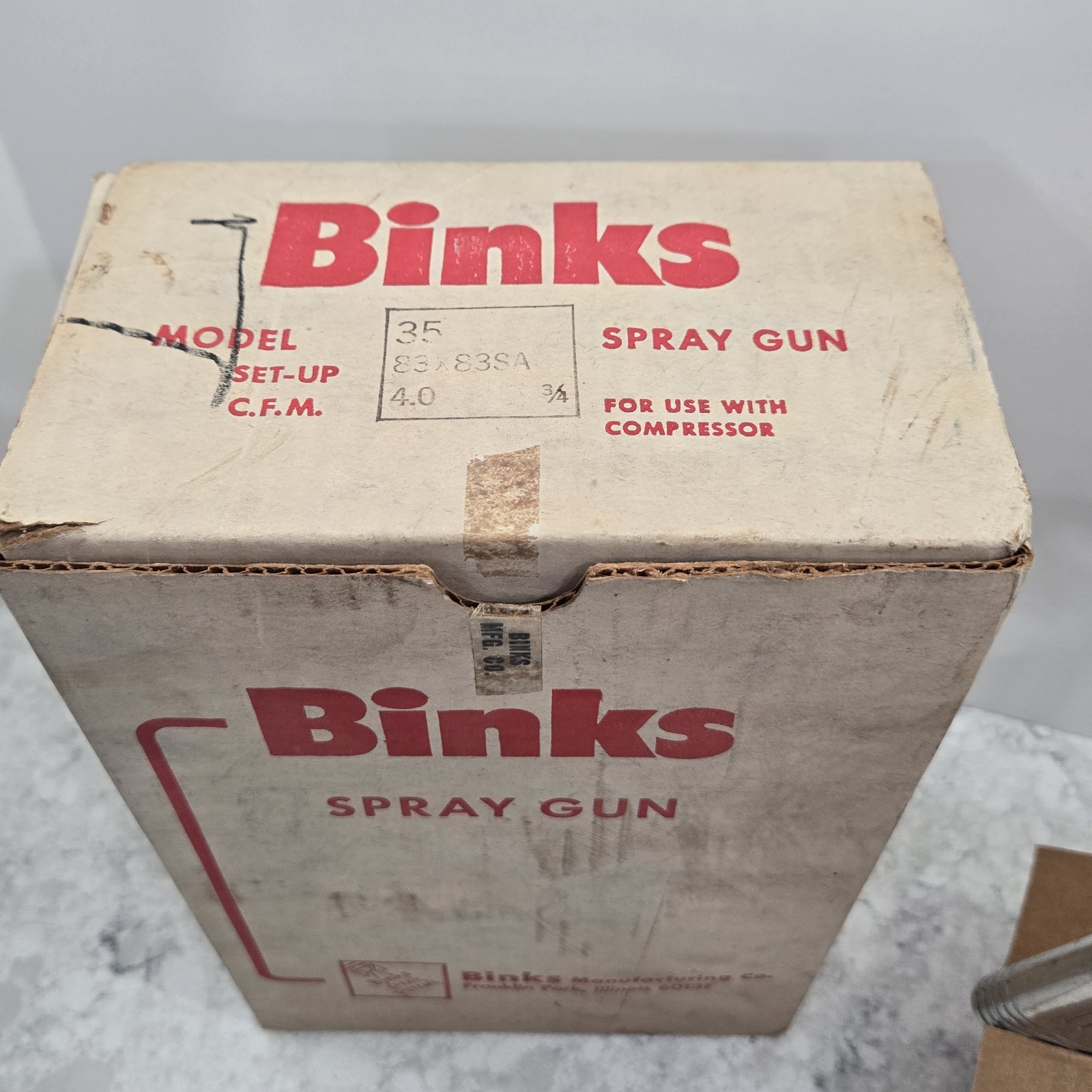 NOS Vintage Binks Model 35 Paint Spray Gun With Can Cup