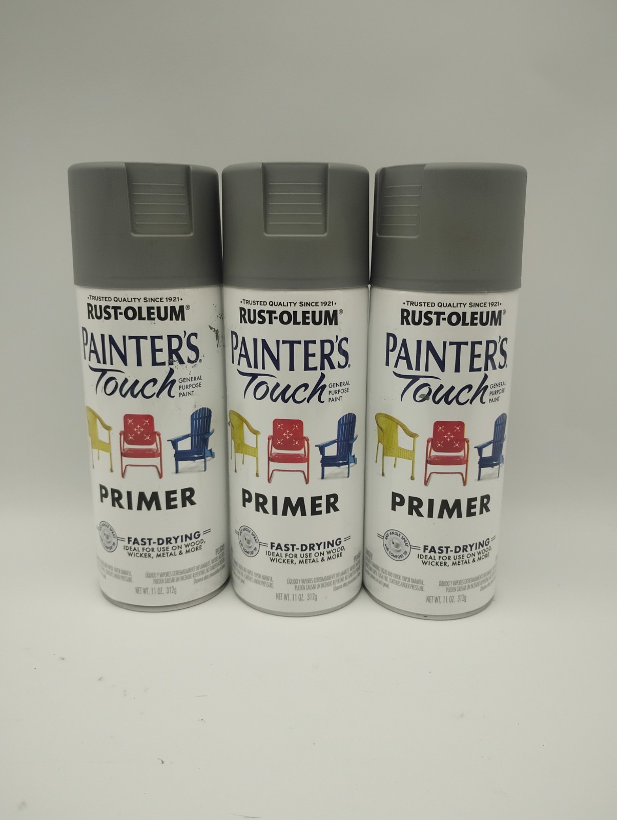 Rust-Oleum 318623 Painters Touch Gray Primer Spray Paint 11 oz. (Pack of 3)