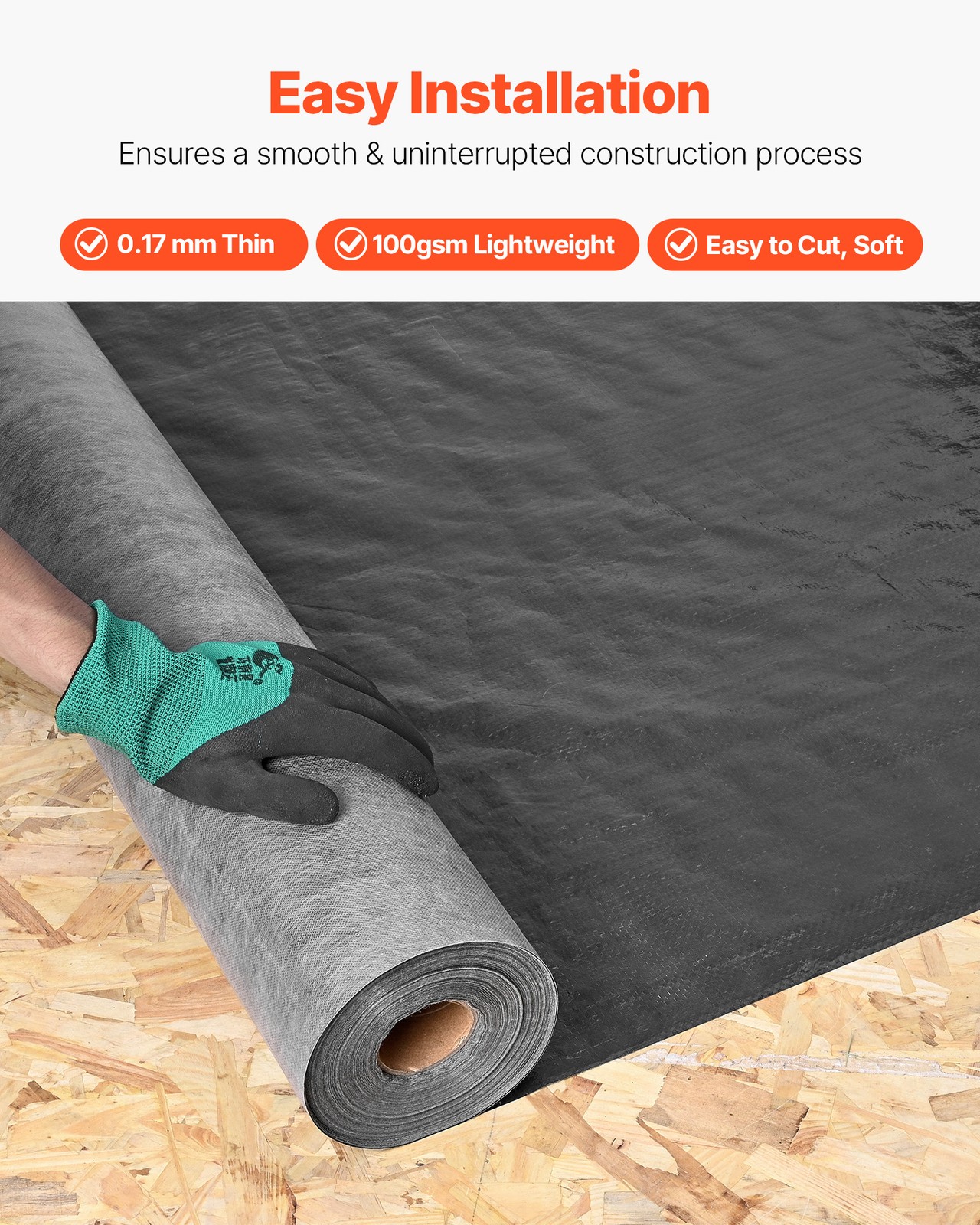 VEVOR 4 x 250 ft House Wrap 0.17 mm Thick Drop Cloth Vapor Barrier Covering