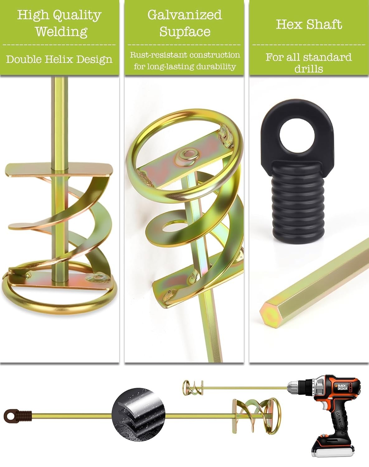 Paint Mixer for Drill, Paint Stirring Drill Attachment for 1-5 Gallon Bucket