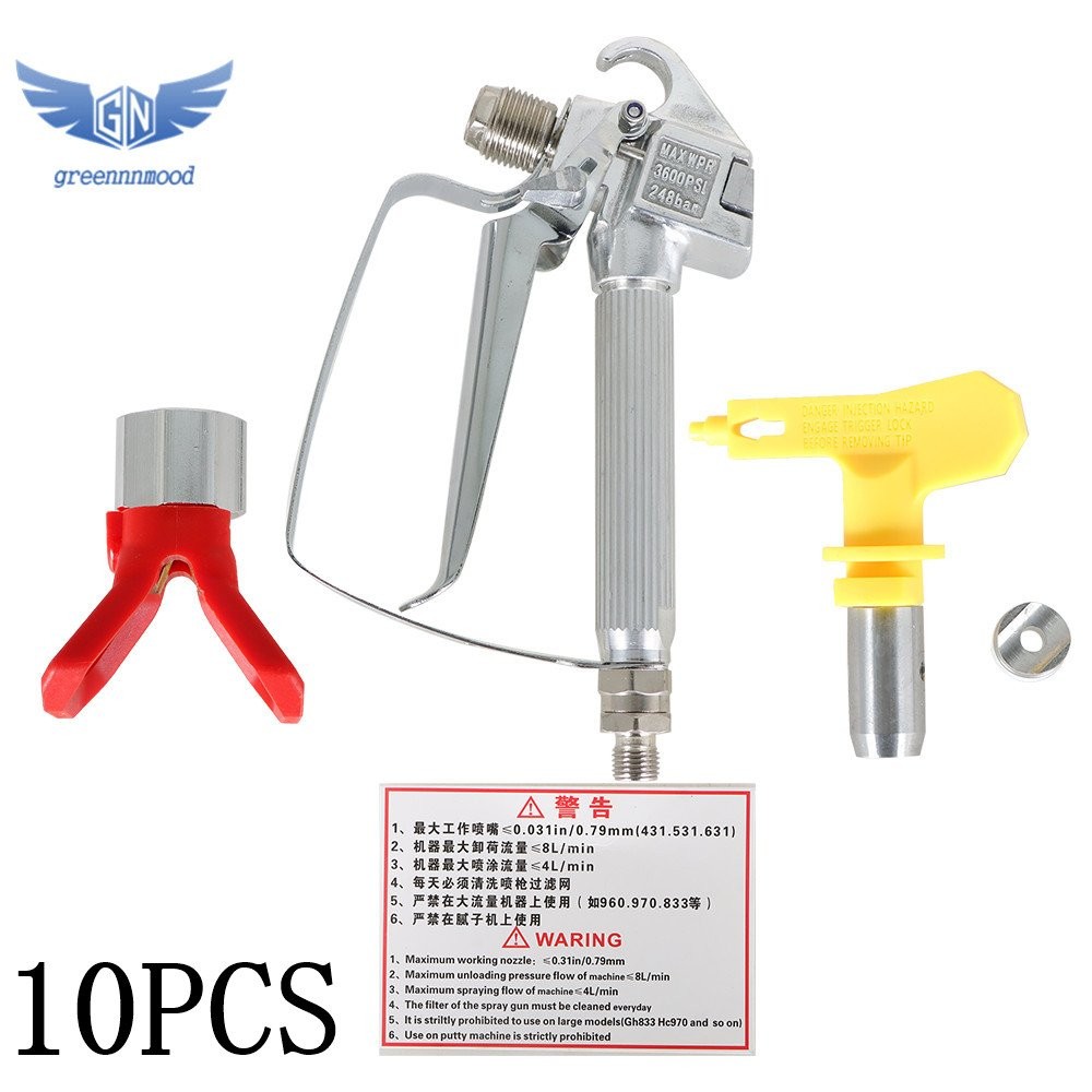10 PCS 3600PSI Airless Paint Spray Gun w/ Tip&Tip Guard Sprayers For Sprayers