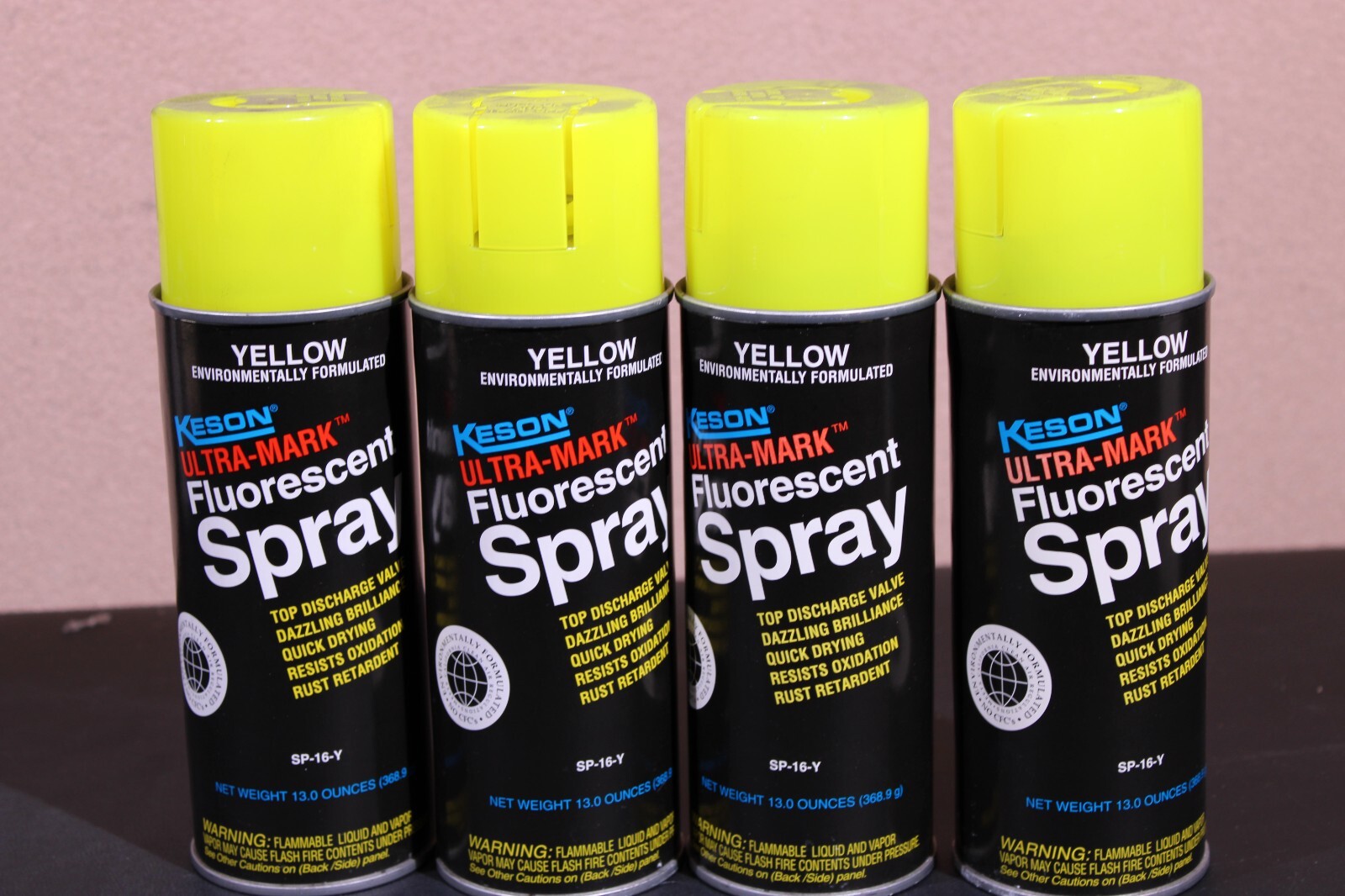 Keson Ultra-Mark Fluorescent Spray – Yellow – 13 oz. 4-Pack SP-16-Y