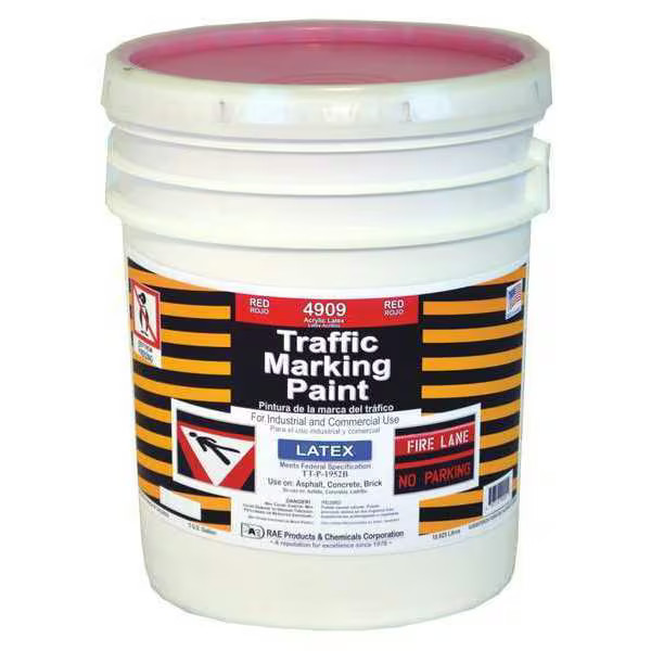 Rae Traffic Zone Marking Paint, 5 gal., Red, Latex Acrylic -Based 4909-05 Rae