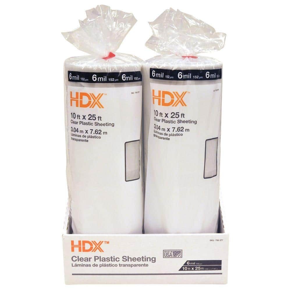 HDX 10 ft. x 25 ft. Clear 6 mil Plastic Sheeting