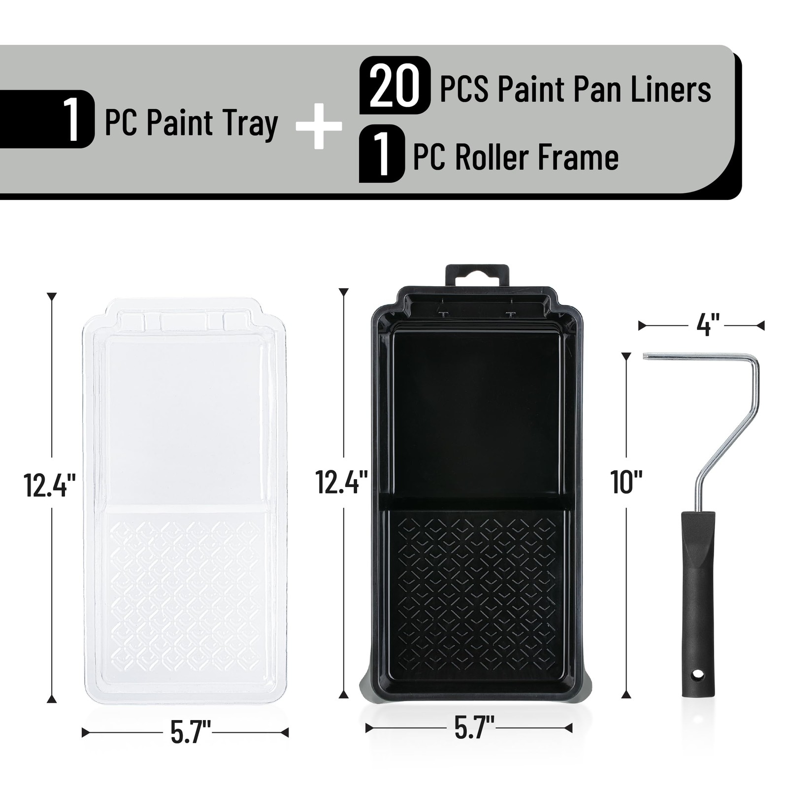 Bates- 4 Inch Paint Tray Set, 22 pcs, 1x 4 4 Inch, 22 Black