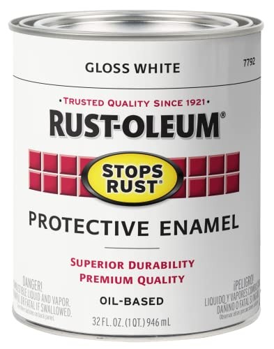 Rust-Oleum Stops Rust Protective Enamel Paint, Gloss White, 1 Quart
