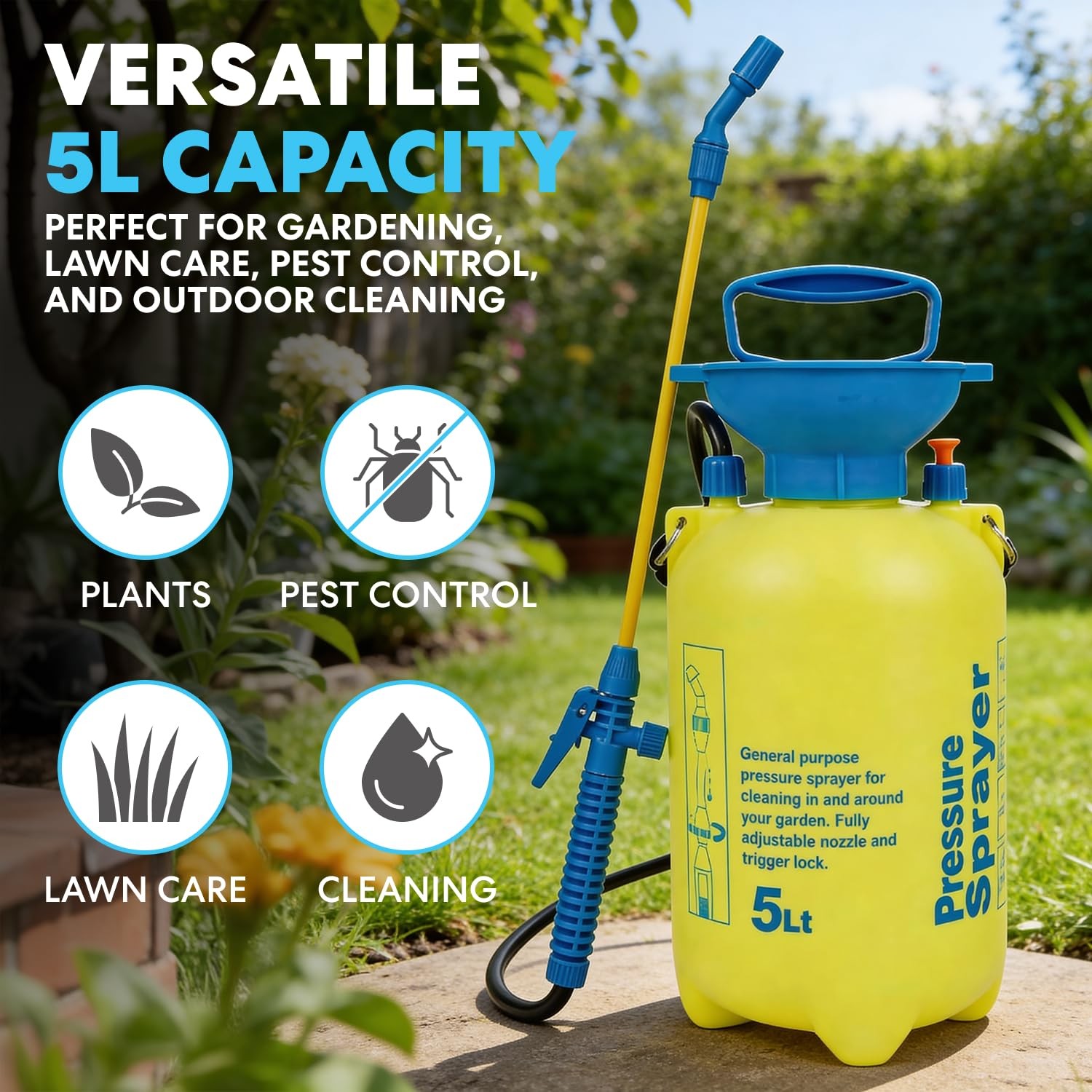 Simpli-Magic 5L Garden Pump Sprayer Handheld Pressure Sprayer Adjustable Pump