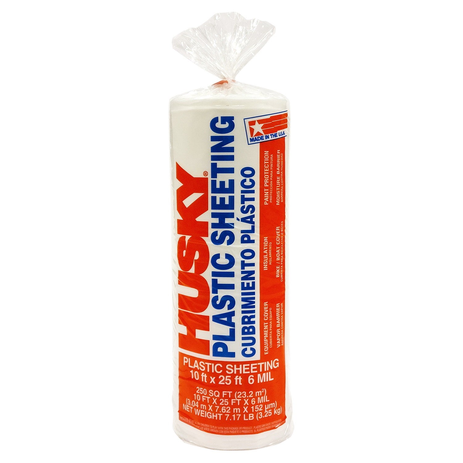 Husky 6 Mil Heavy Duty Clear Plastic Sheeting, 10 ft. x 25 ft.