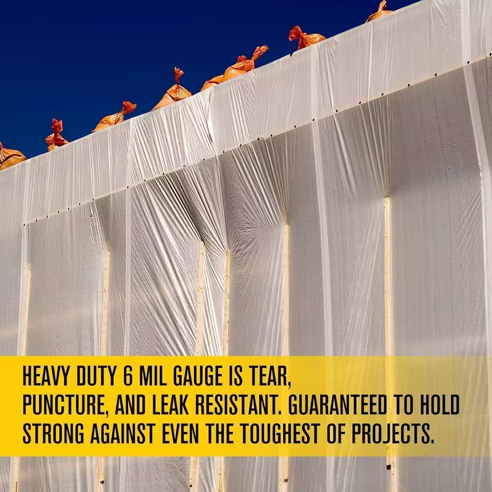 6 MIL Thick Extra Strong Heavy Duty Clear 10ft x 25ft Sheeting, 6 Mil, 1 Count