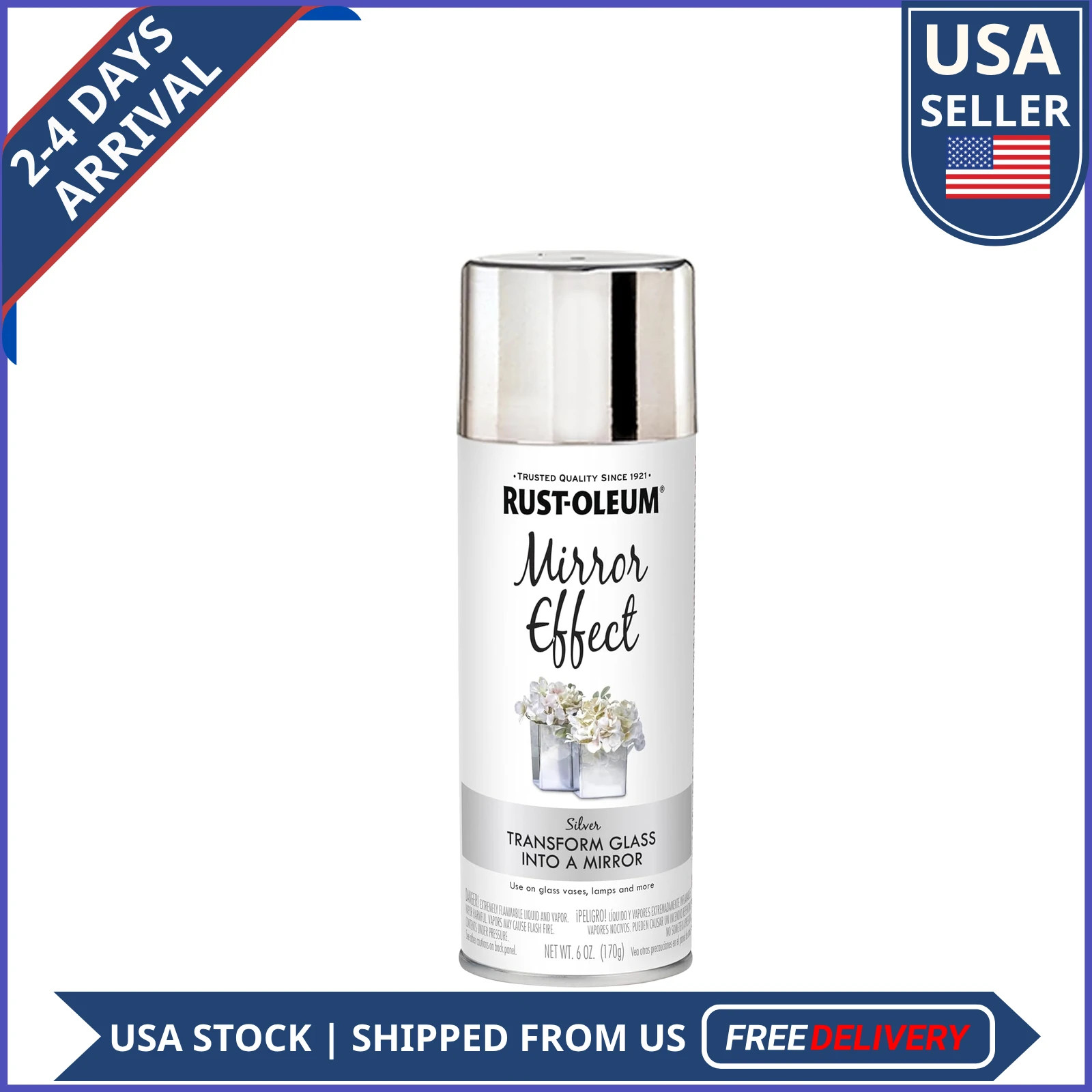 Rust-Oleum Specialty Mirror Effect Spray Paint Silver 6oz Pack of 6