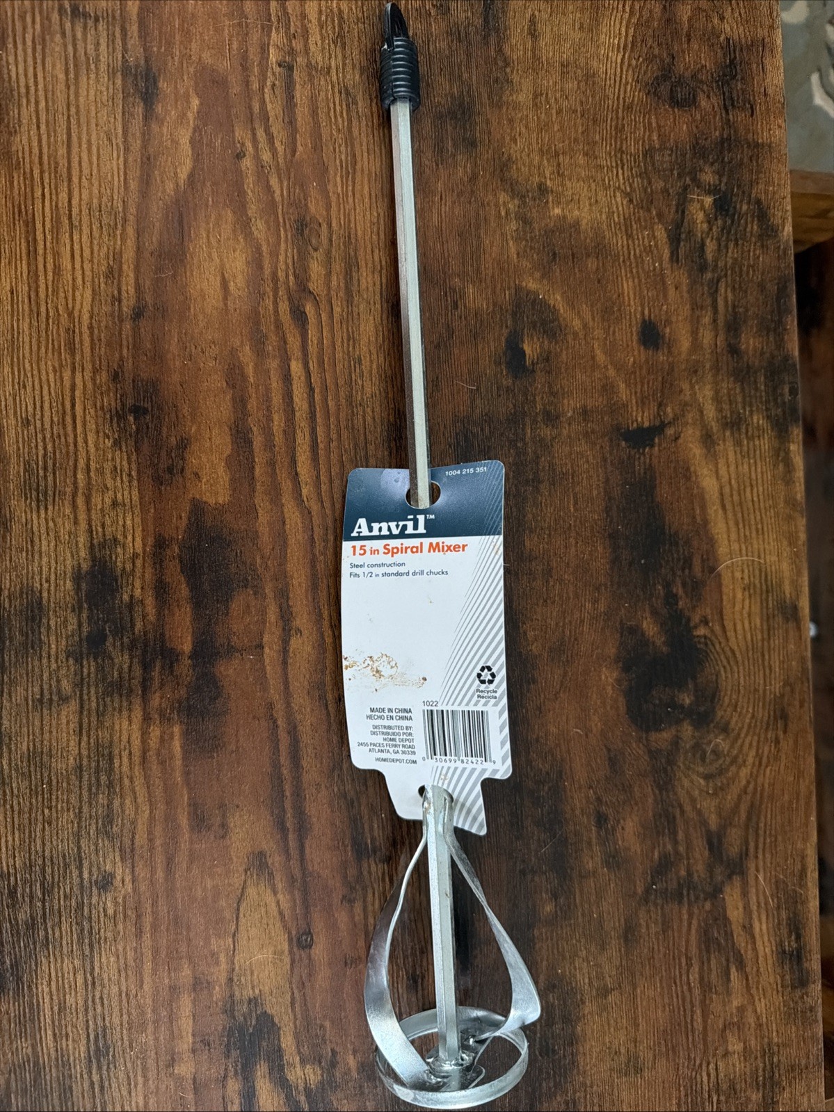 15” Spiral Mixer Steel Construction Fits 1/2” Drill