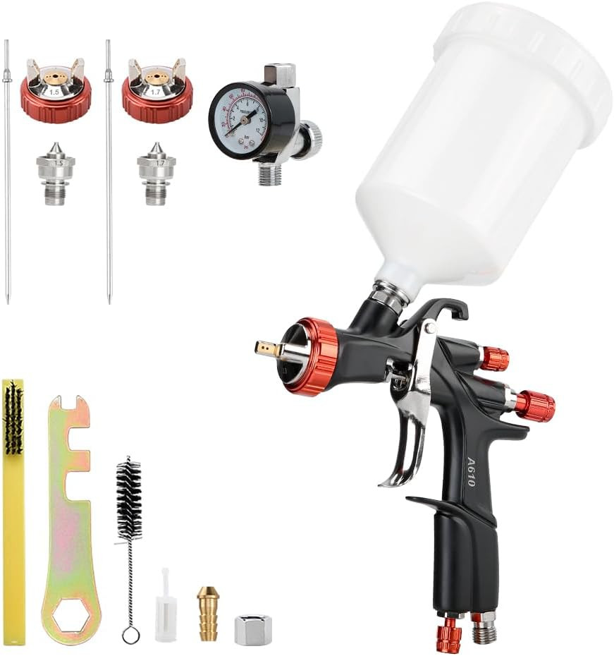Handheld Cordless Air Paint Sprayer with 1.3/1.5/1.7mm Nozzles & Air Regulator