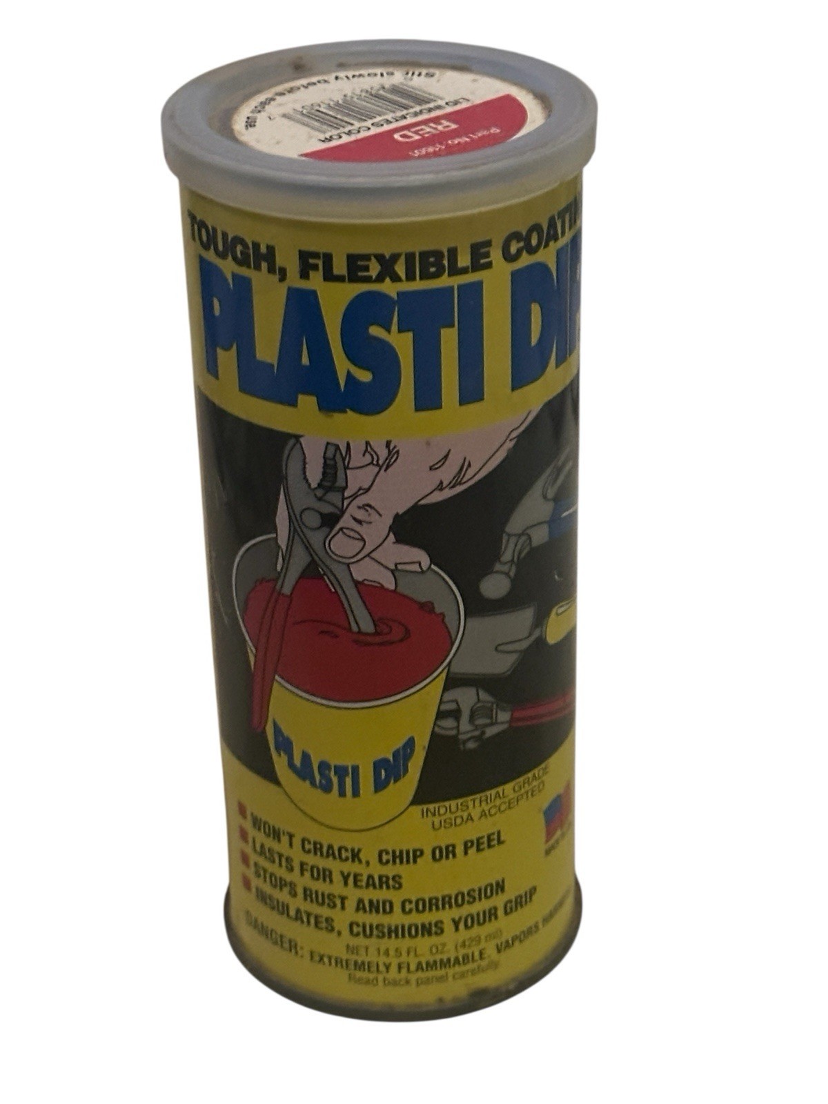 Vintage RED PLASTI DIP Plastic Multi Rubber Grip Coating Handle Tool Sealed