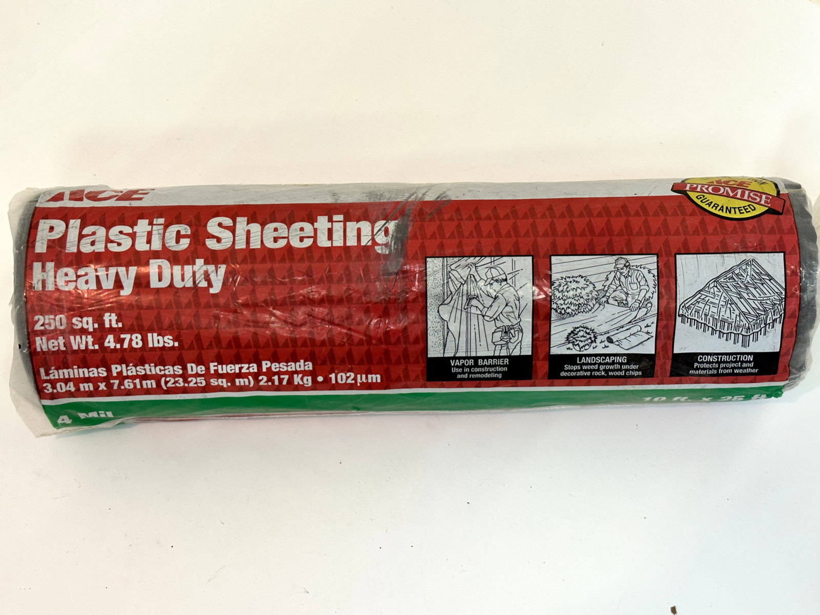 Ace Plastic Sheeting 4 mil x 10 ft. W x 25 ft. L Polyethylene Black 54302