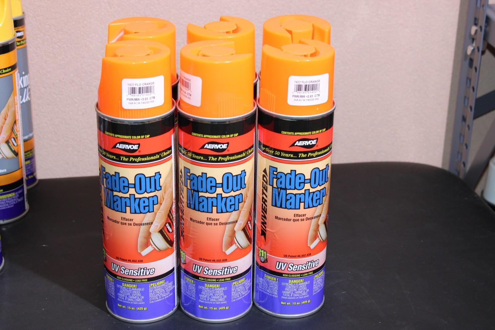 Aervoe Inverted Fade-Out Marker Paint 15 oz. 1422 Fluorescent Orange 6-Pack