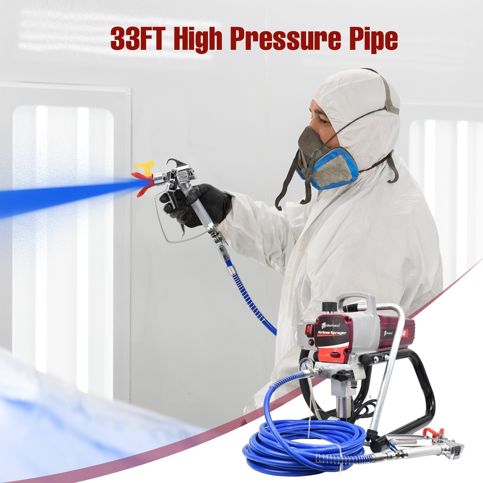 2.5HP Electric Airless Paint Sprayer High Efficient 3300PSI W/Extension Rod 230V