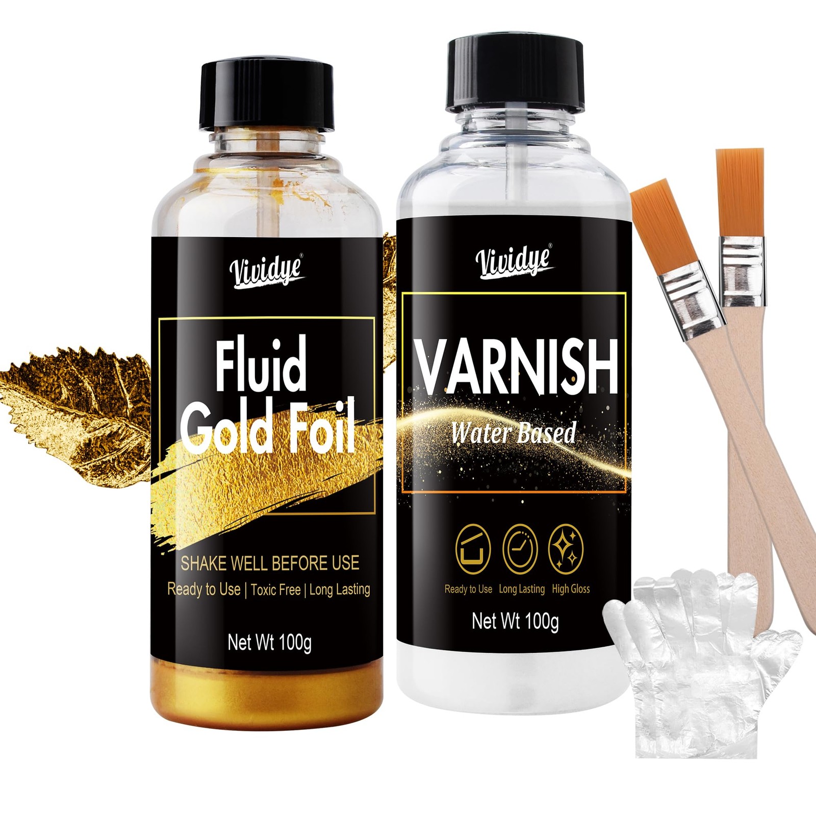 Metallic Gold Paint, 7oz Water-Based Liquid Leaf Paint Kit for